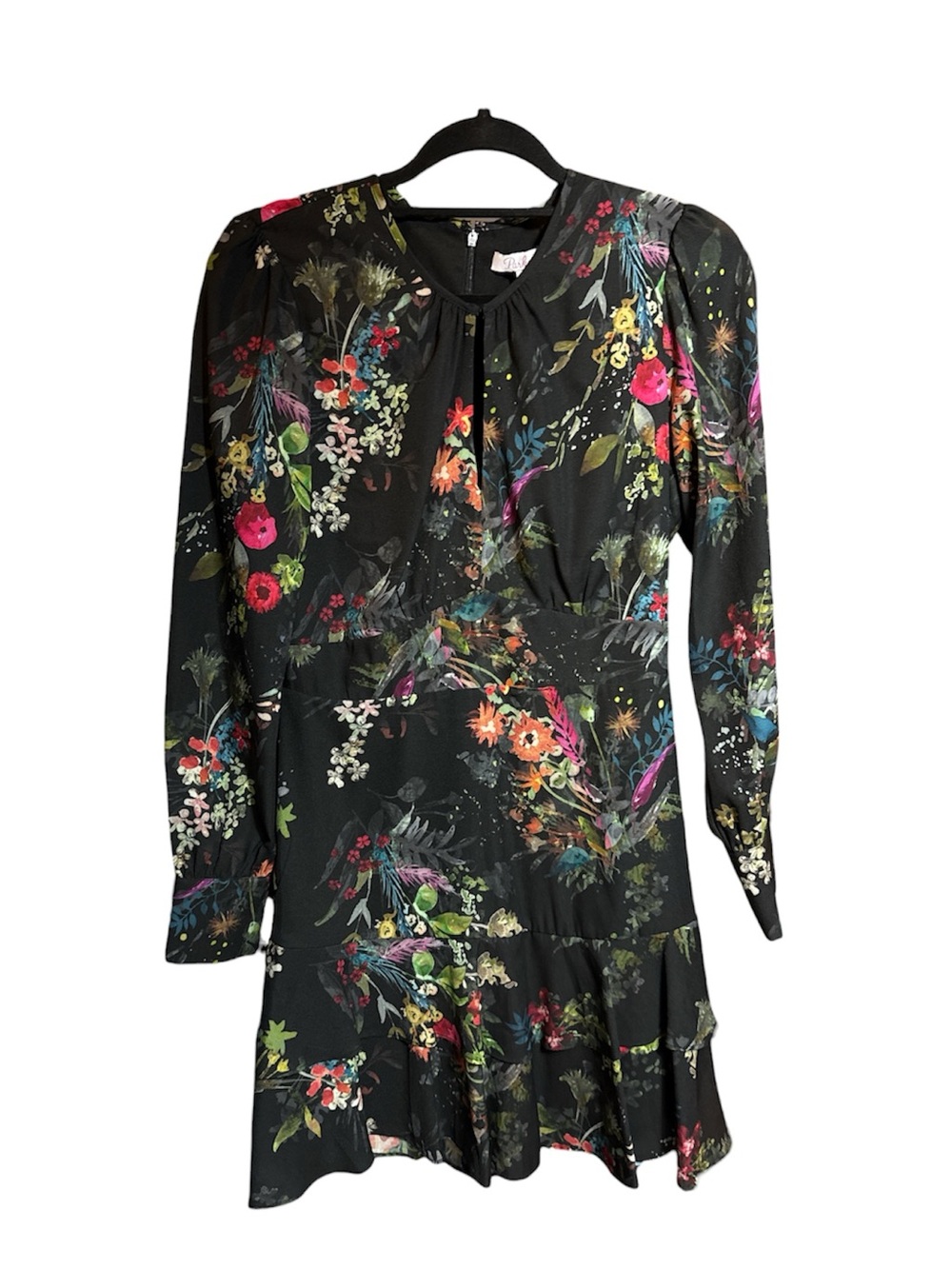 Parker Long Sleeve Black Floral Dress Size S